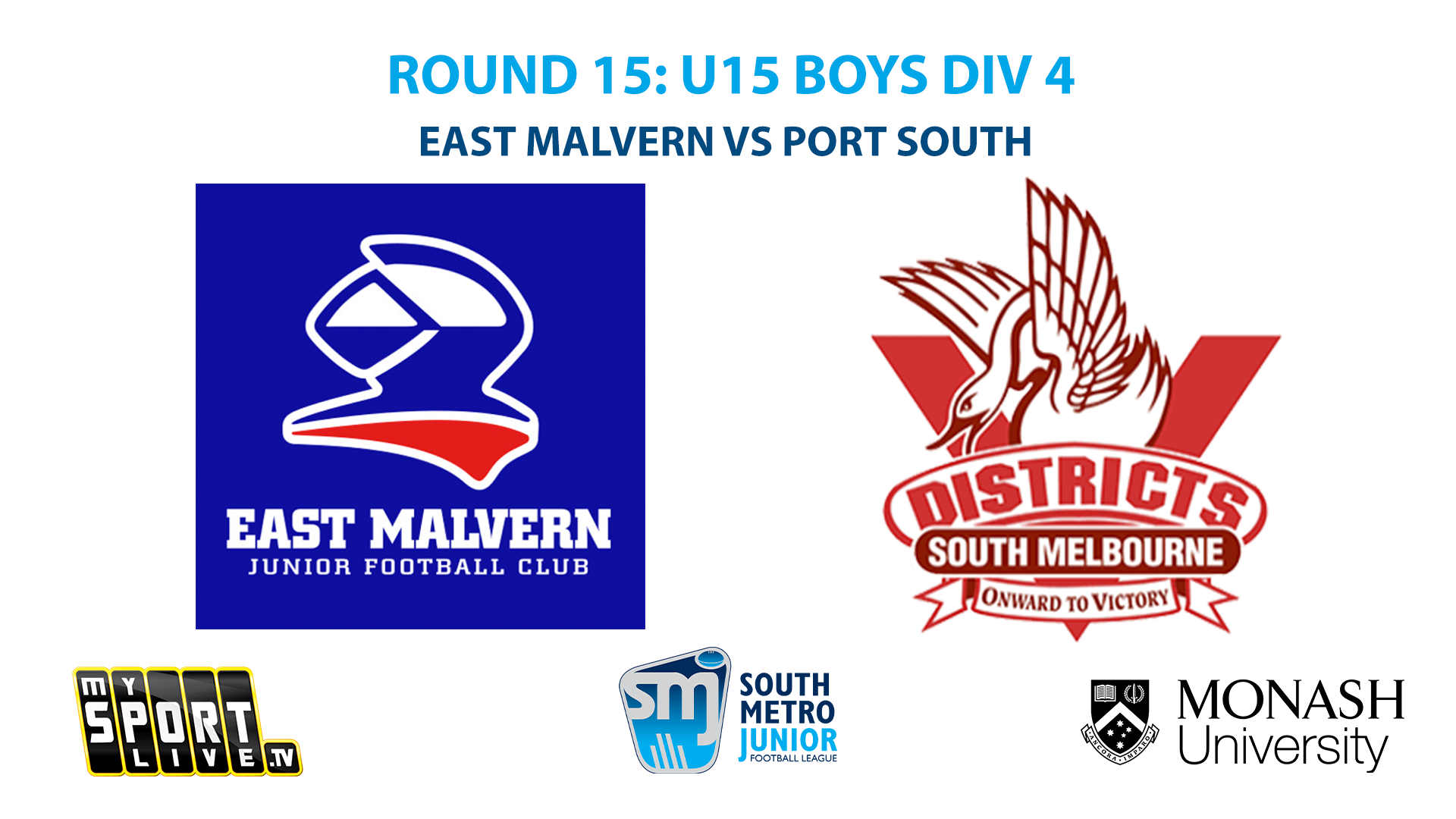 SMJFL R15: U15 Boys Div 4 East Malvern vs Port South
