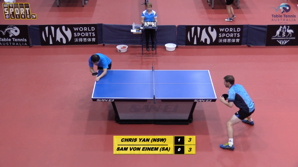 Men's Singles: Chris Yan (NSW) vs. Sam Von Einem (SA)