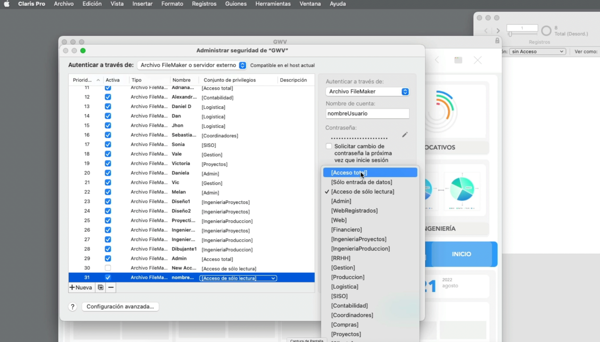 Claris Pro Seguridad Parte 1 Crear Usuarios