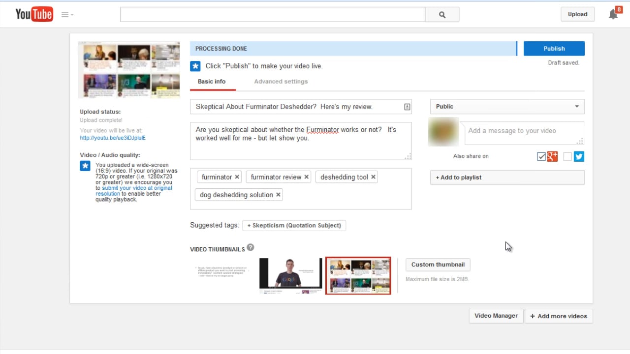 Mastering Youtube: 4 - Prepare and Upload
