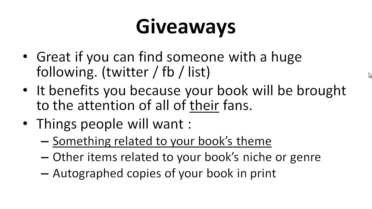 Bestseller Blueprint: 8 - Giveaways
