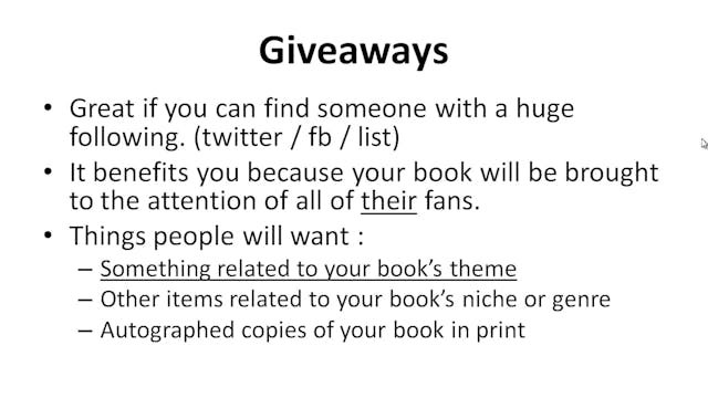 Bestseller Blueprint: 8 - Giveaways