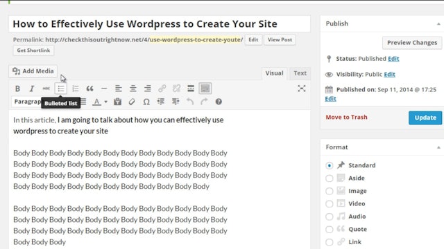 Building Your Website: 8 - How to Create a New Post in Wordpress