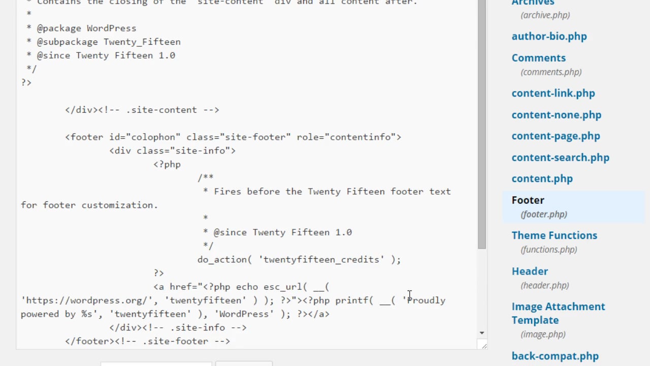 Wordpress Customization: 11 - Copyright Footer