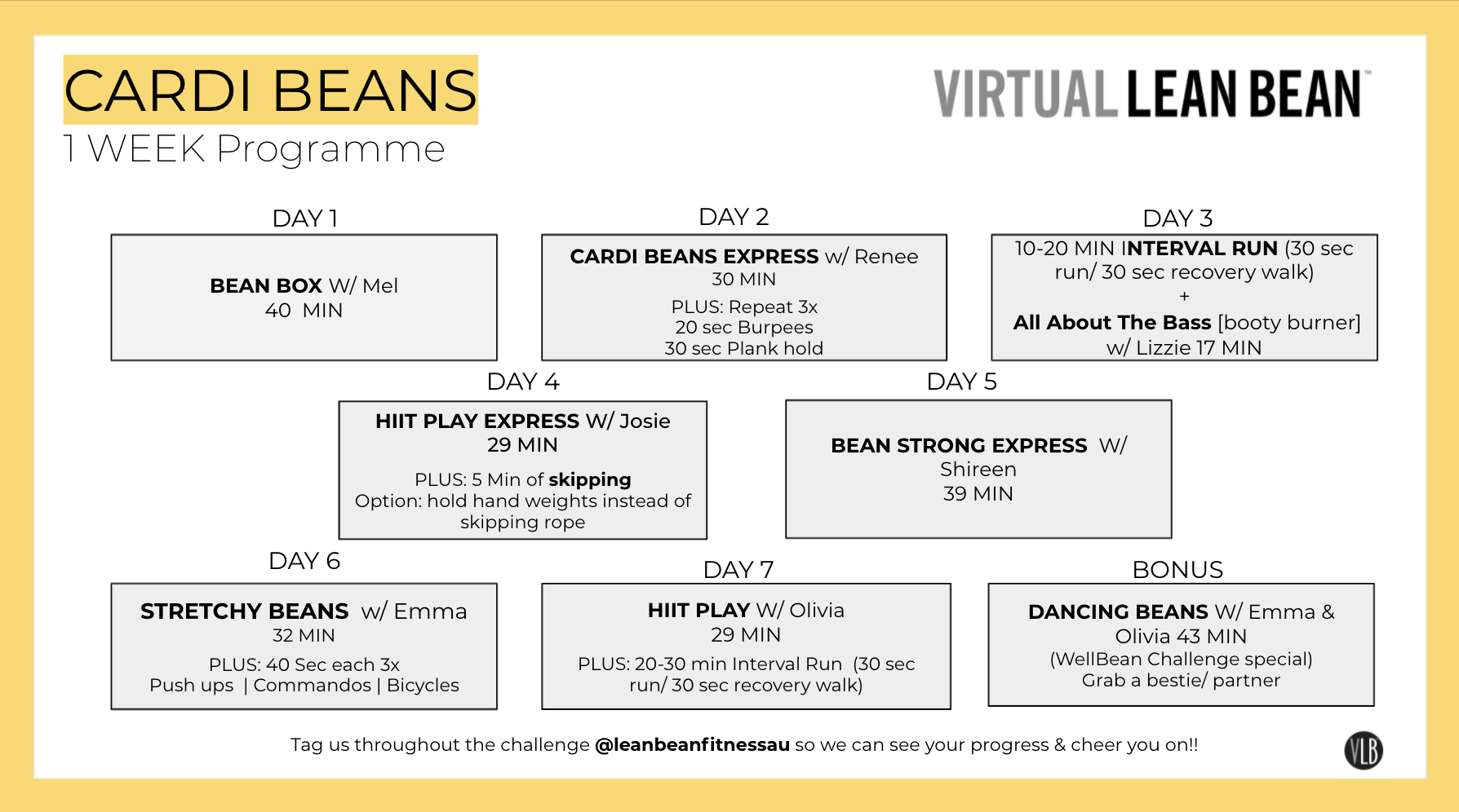 Cardi Beans: 7 Day Programme