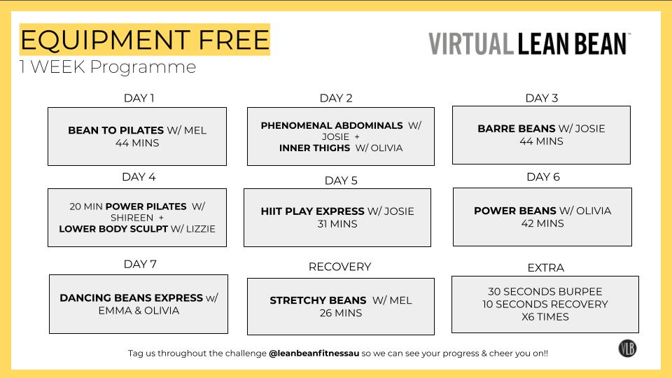 VLB 1 Week Programme - Equipment Free