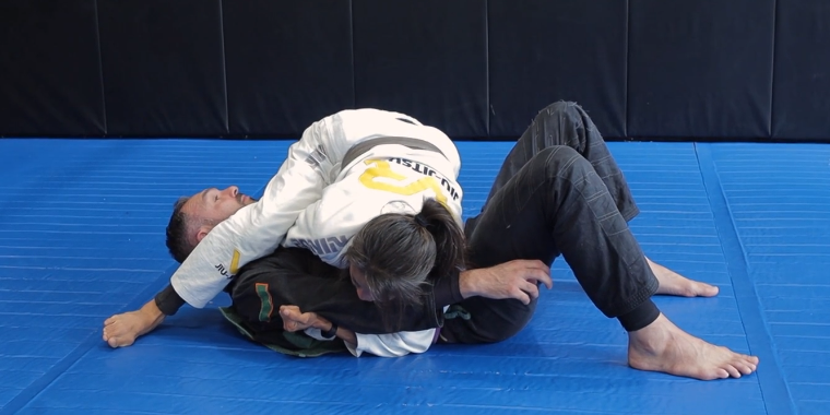 Side Control Choke using Lapel and stepping over head