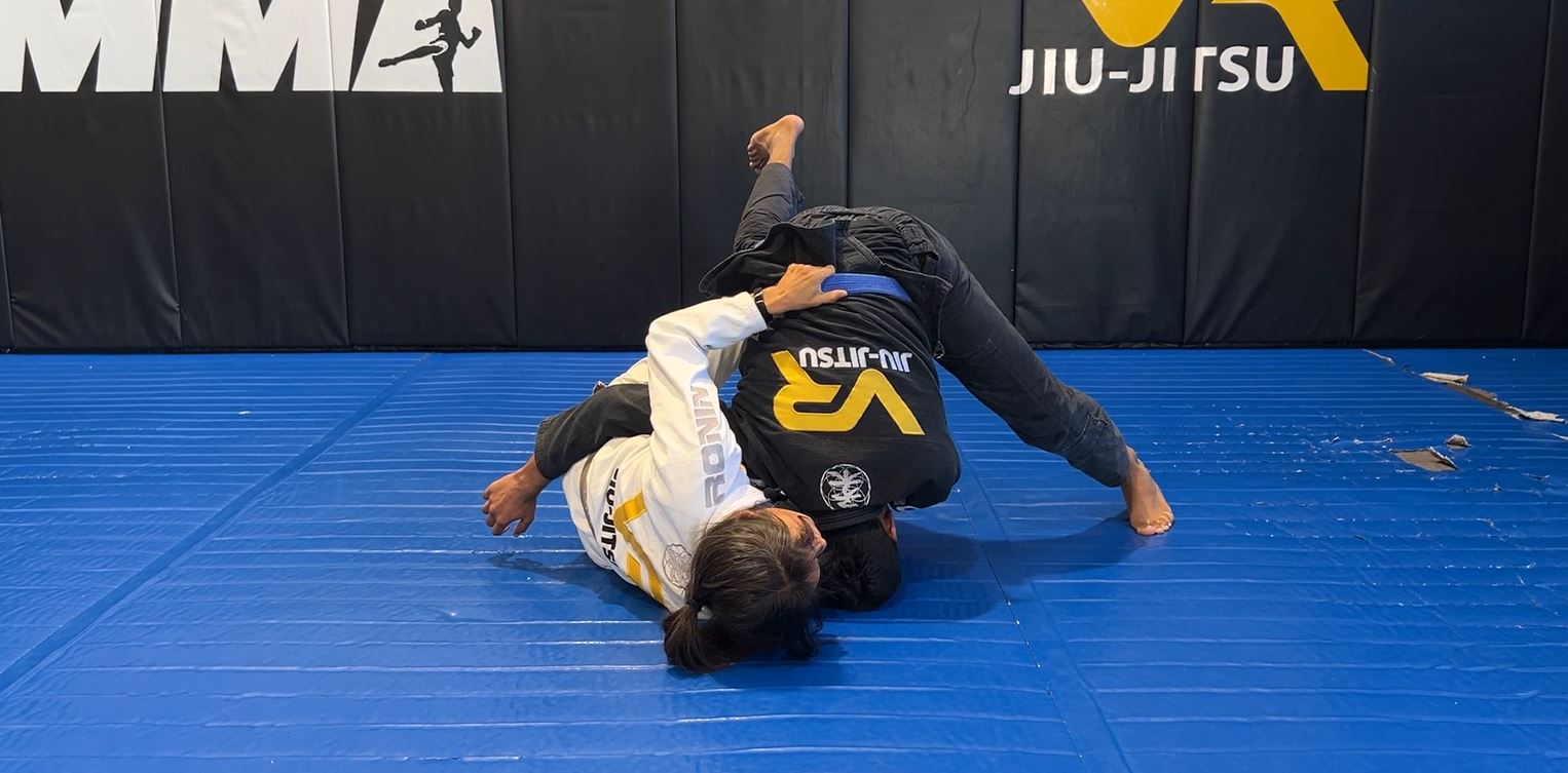 Butterfly Hook Sweep from opponent's Knee Cut attempt