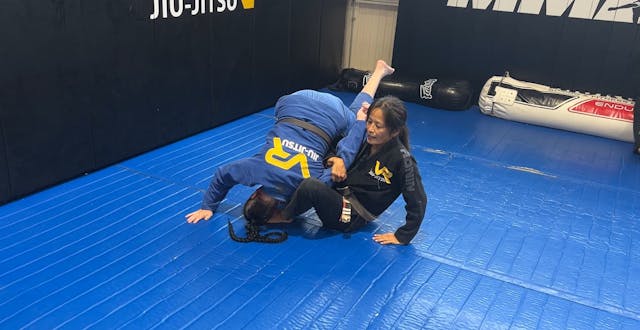 Armbar when opponent rolls out of cut...