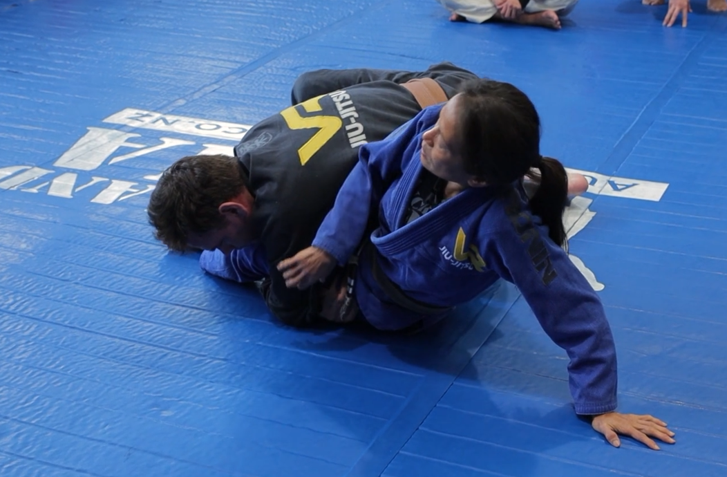 Elbow Push to hip bump flip when legs are hugged