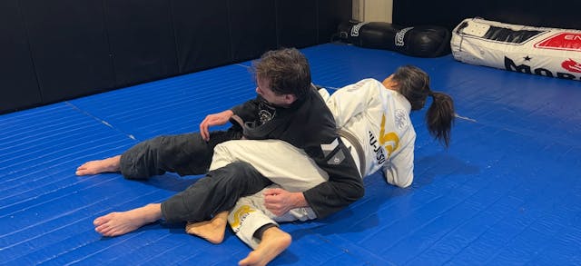 Backtake from switched base facing feet