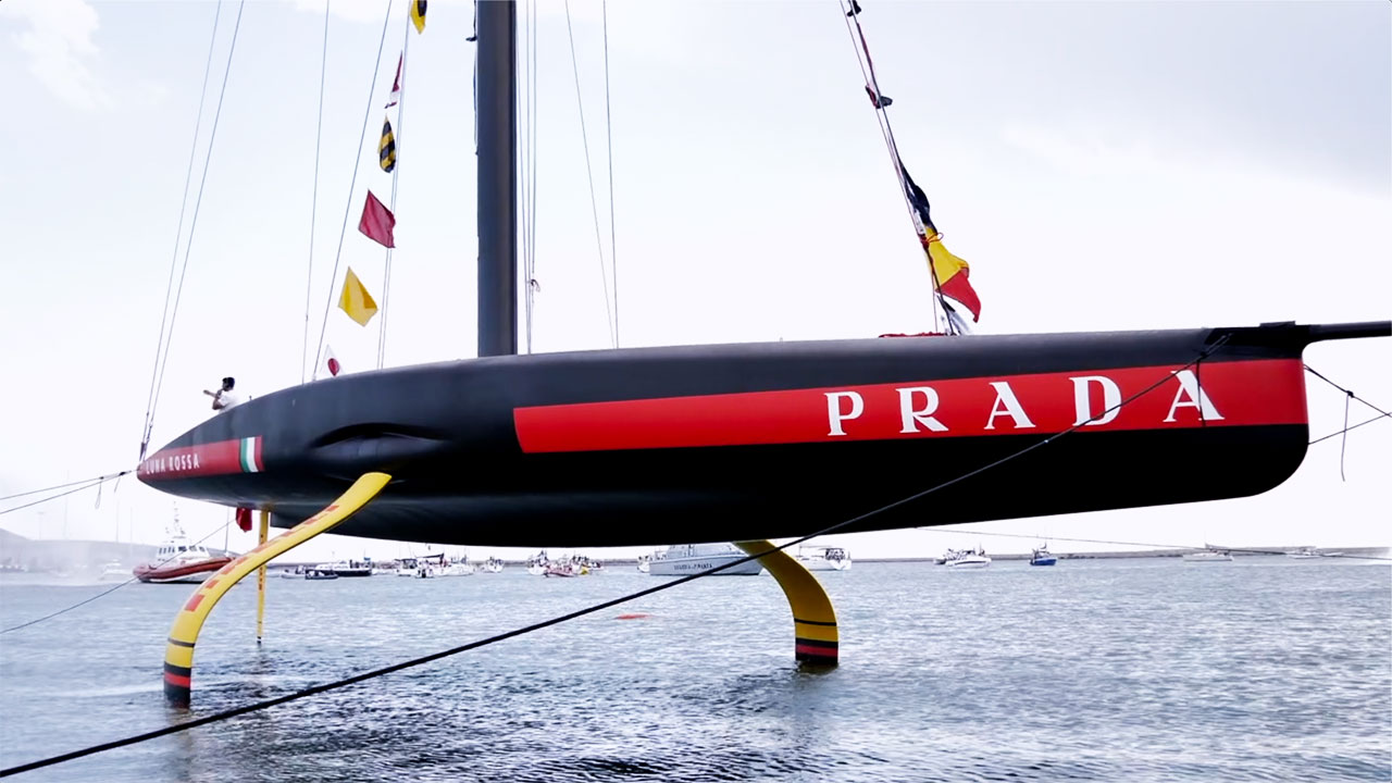 AC75 Luna Rossa is launched in Cagliari
