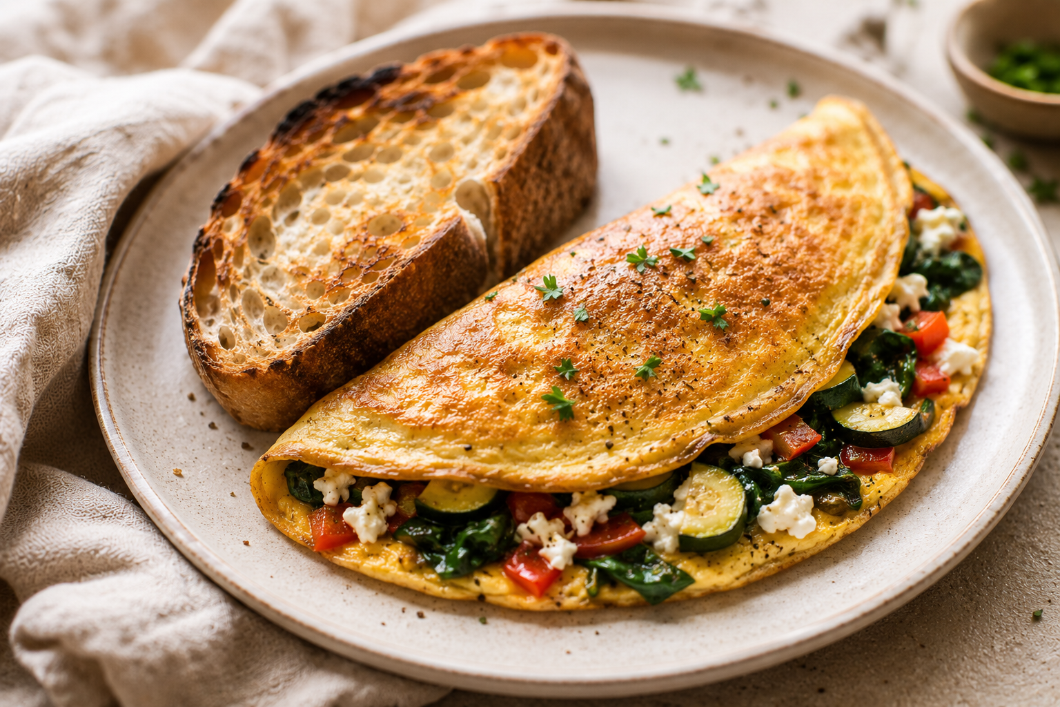 High-Protein Veggie & Feta Omelette