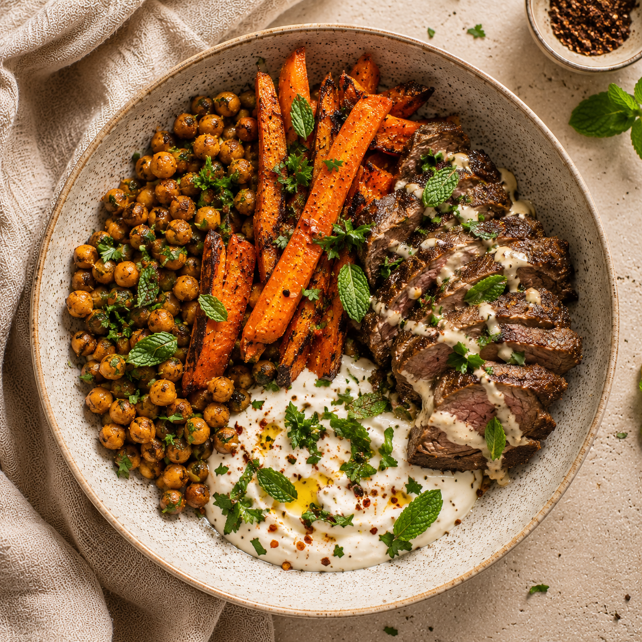 Moroccan-Spiced Lamb & Chickpea Bowl