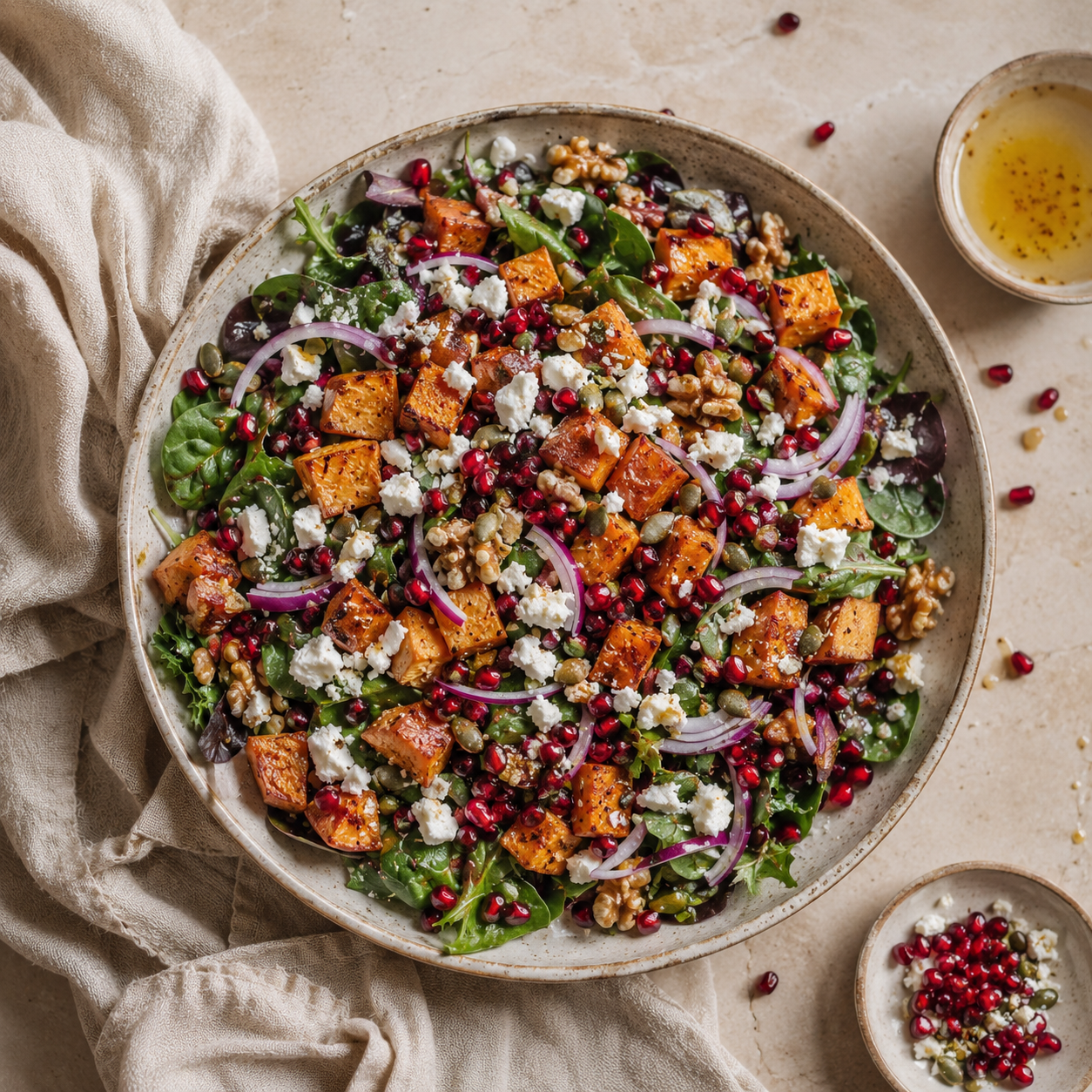 Sweet Potato, Feta & Pomegranate Salad