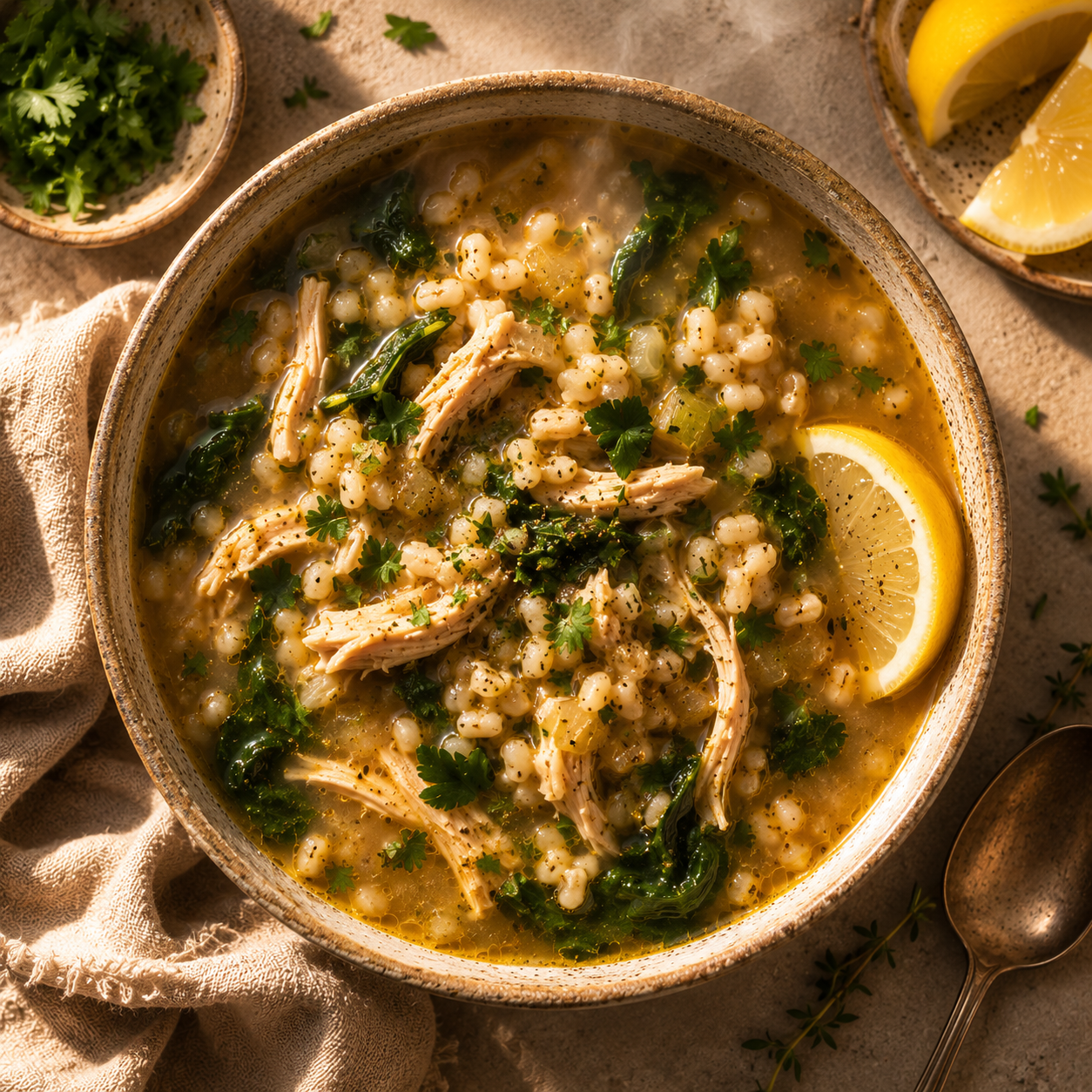 Chicken, Barley & Greens Soup
