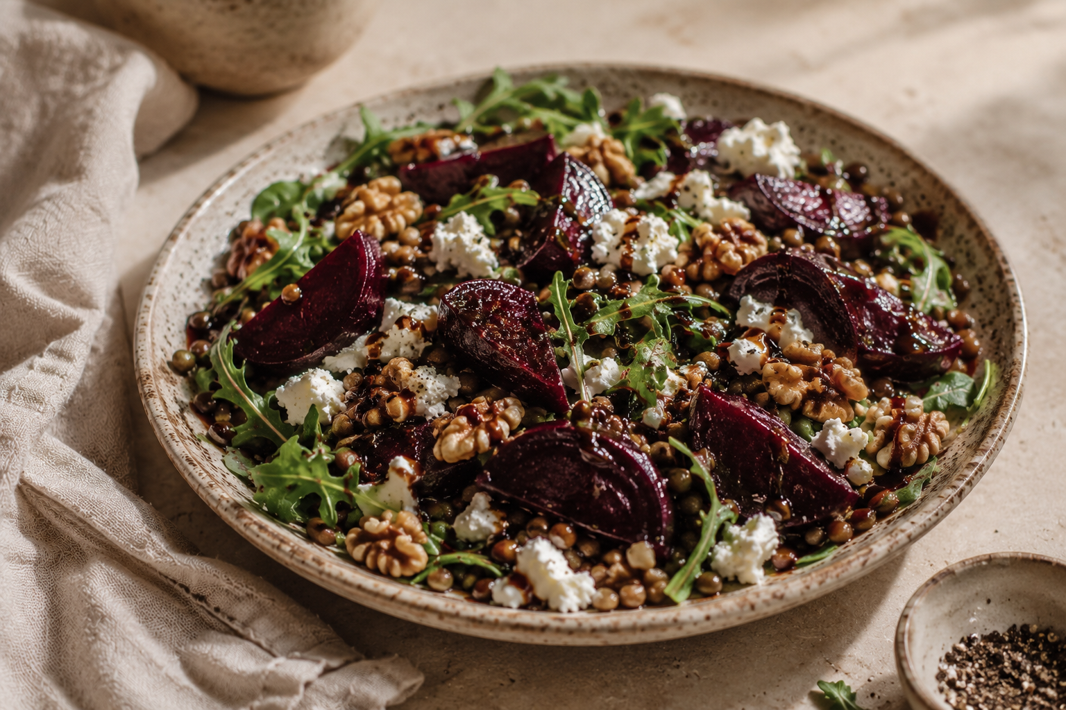 Warm Beetroot, Lentil & Walnut Salad