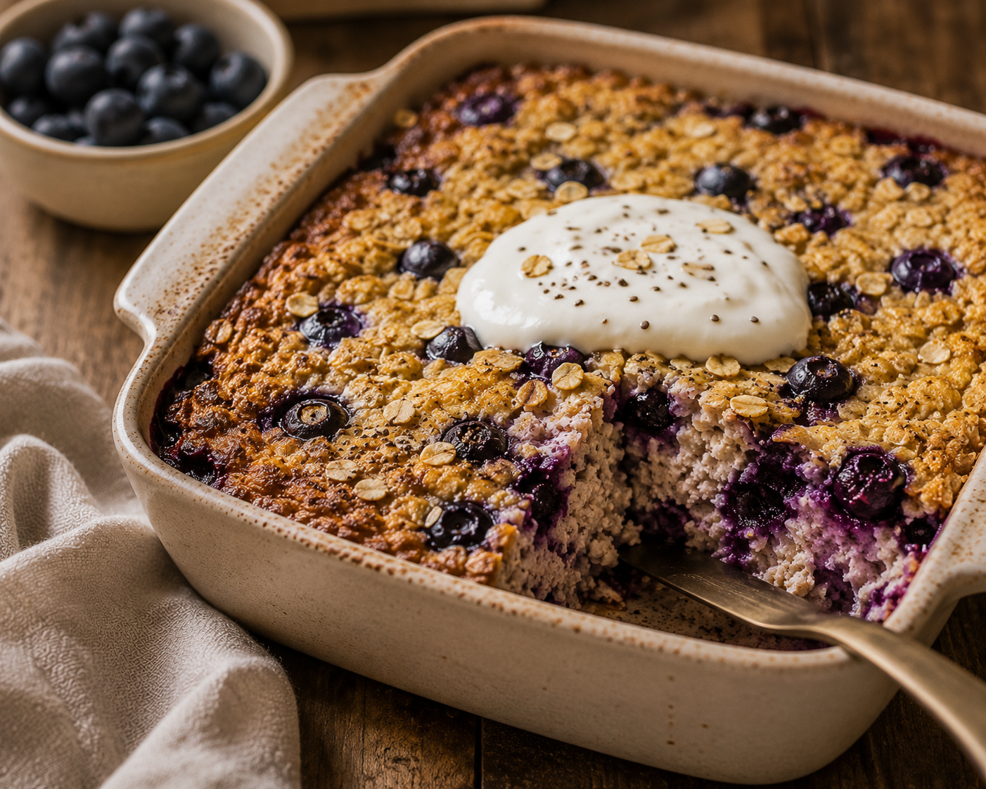Baked Banana & Blueberry Oats