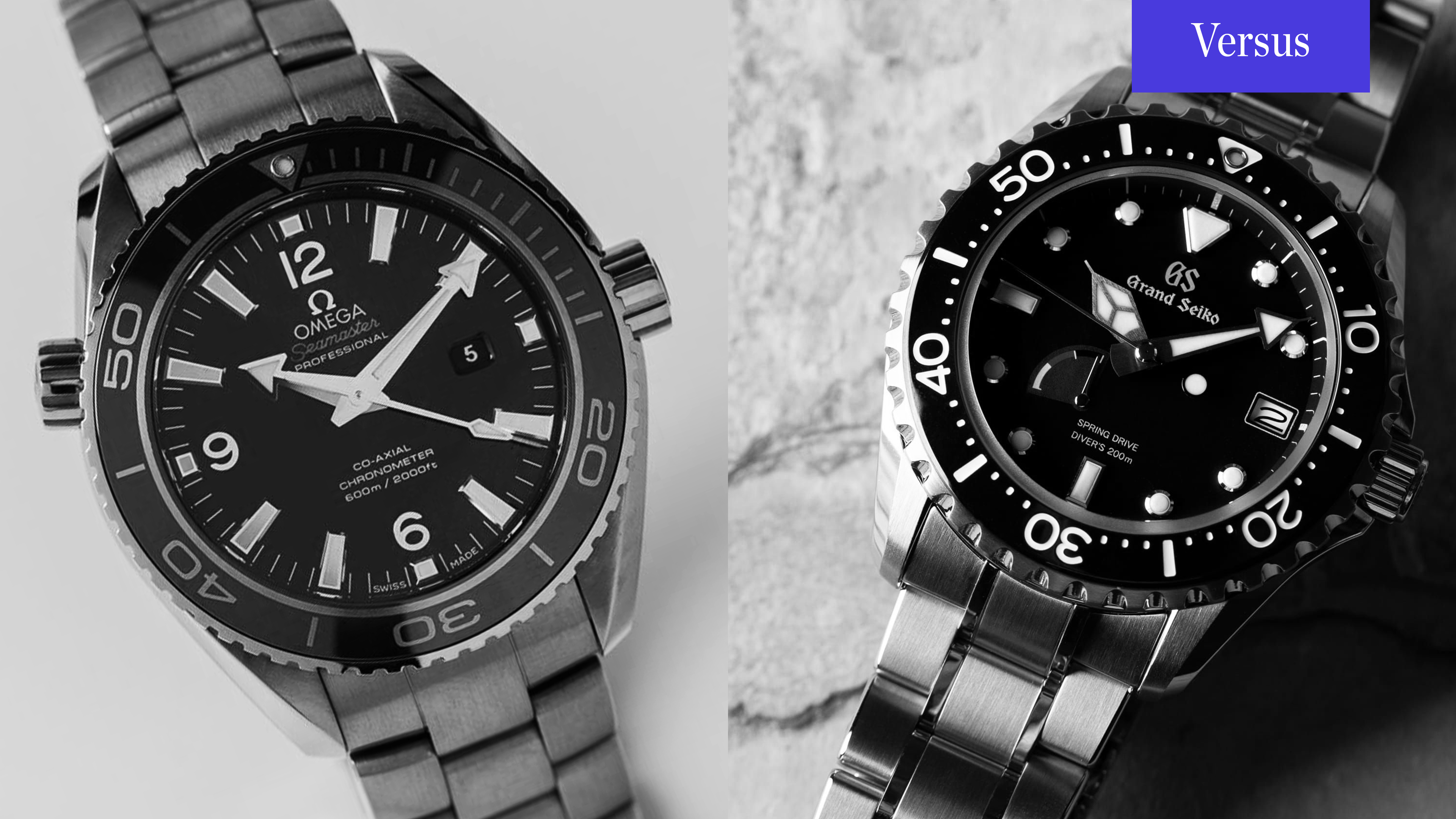 Omega Seamaster vs Grand Seiko 600M Diver Versus WatchBox Studios