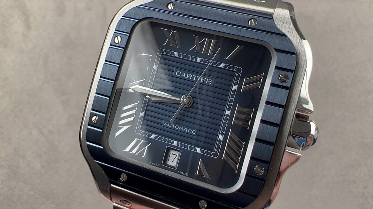 Cartier santos blue online dial review