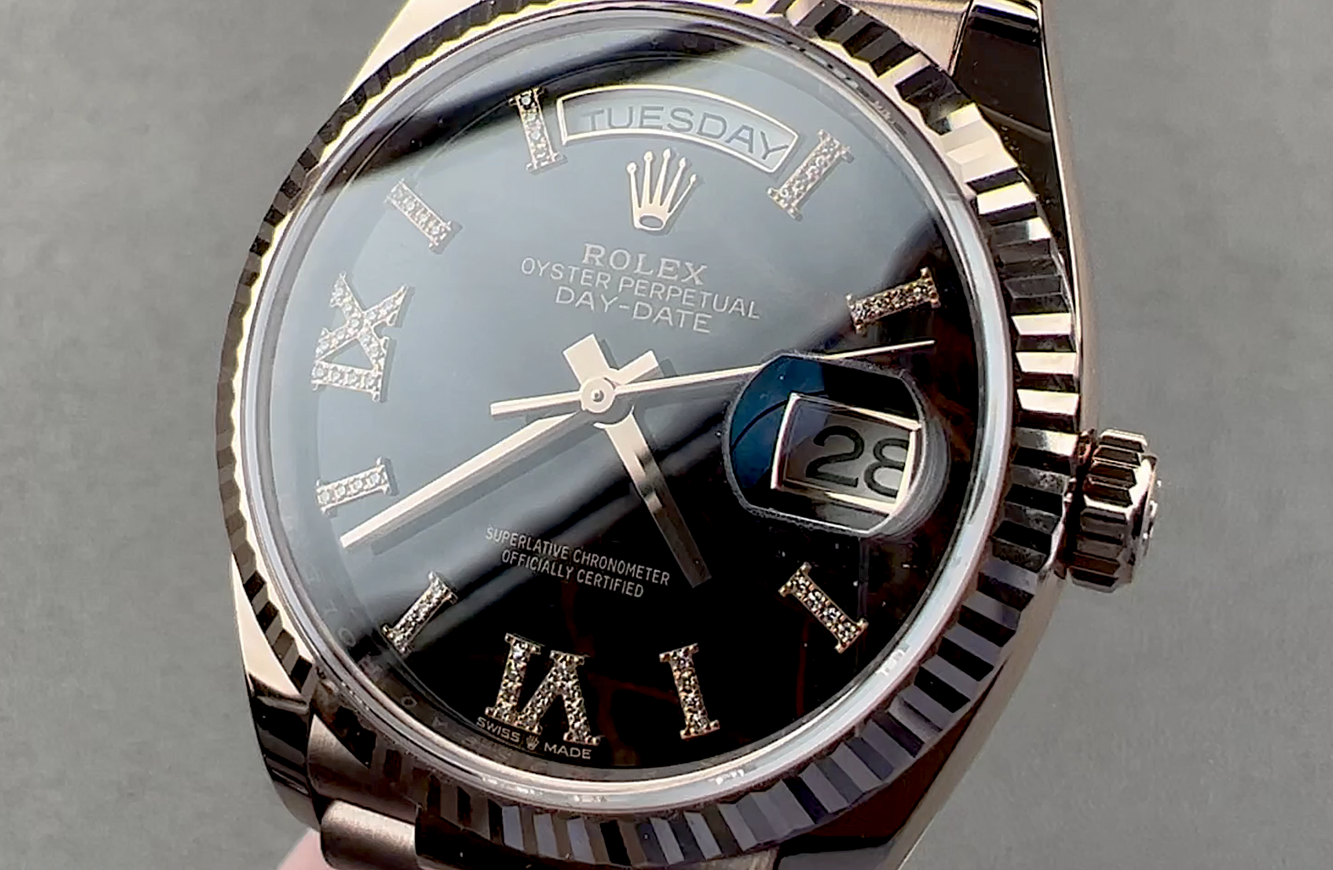 Rolex Day-Date 36 "Stone Dial" Eisenkiesel 128235