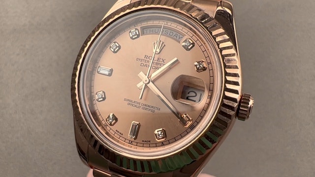 Rolex Day-Date II Everose Gold With Diamond Indices 218235