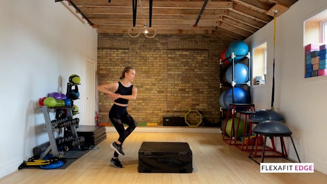 Single leg 1/4 turn loop box jumps: A...