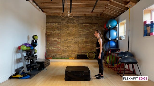Two foot forward box jump with step d...