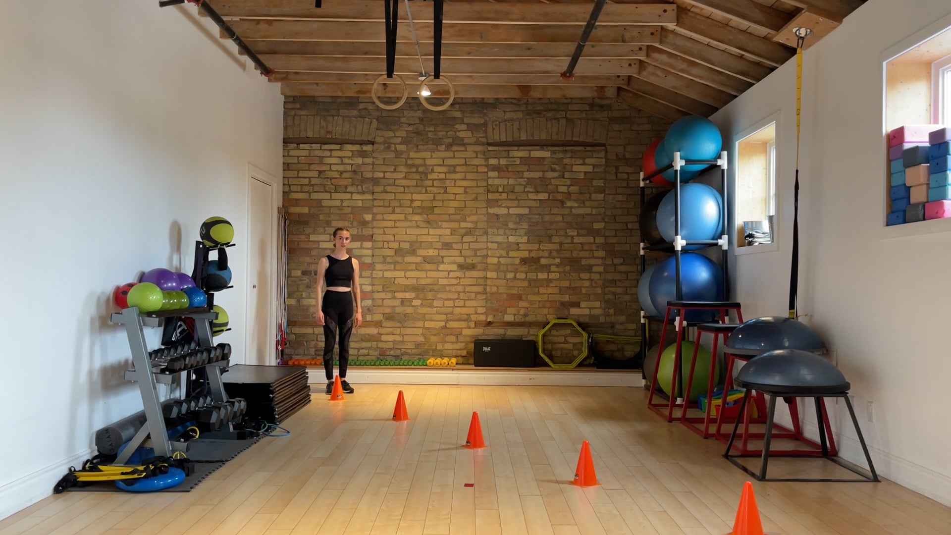 Advanced-Elite: Off-ice single leg forward cone jumps with lockdown drill