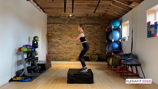 Two foot forward box jump, step acros...