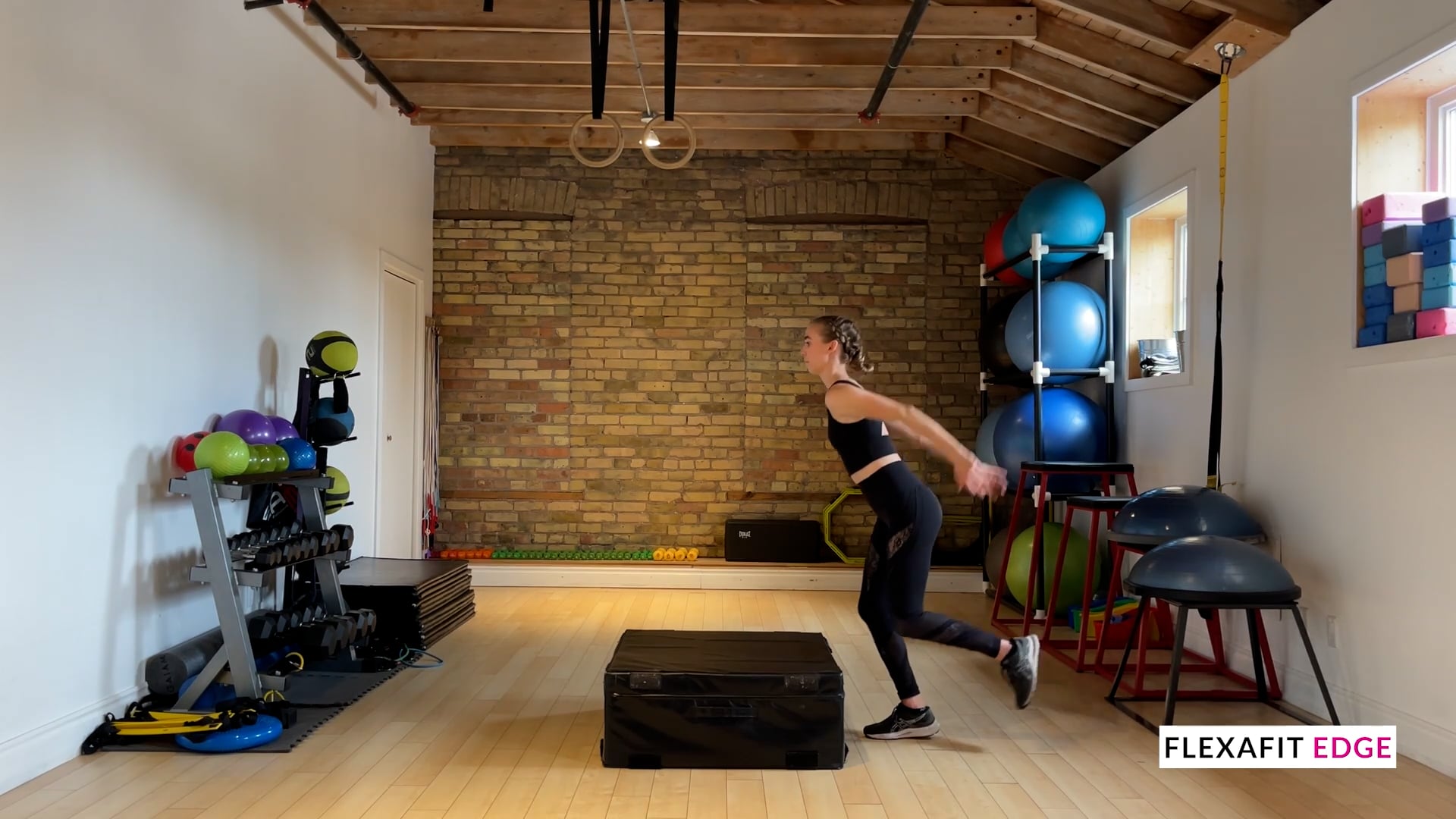 Single-Leg Box Jump With 1/4 Turn And Eagle Position Landing: Advanced