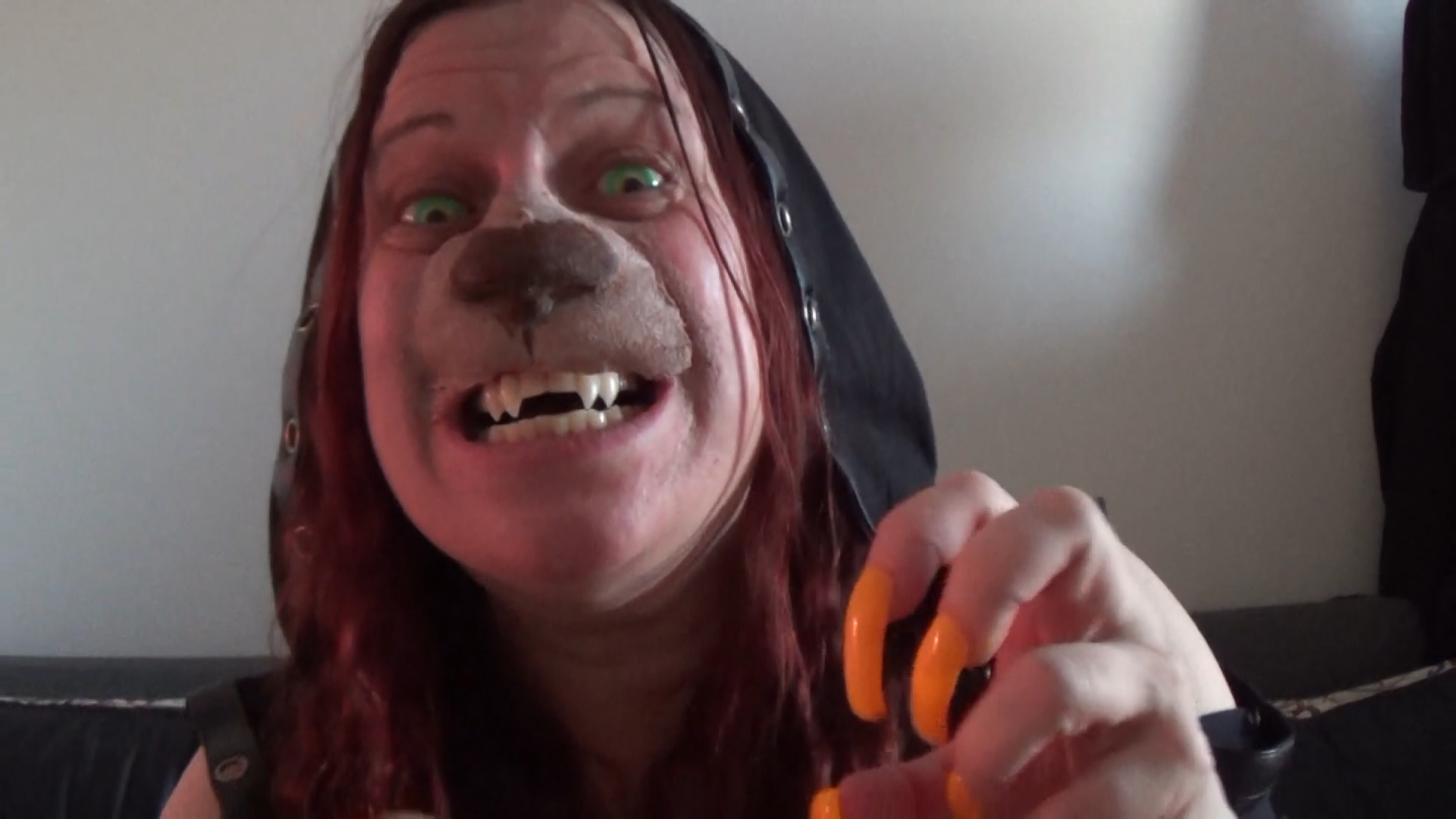 Werewolf Girl with Long Neon Nails