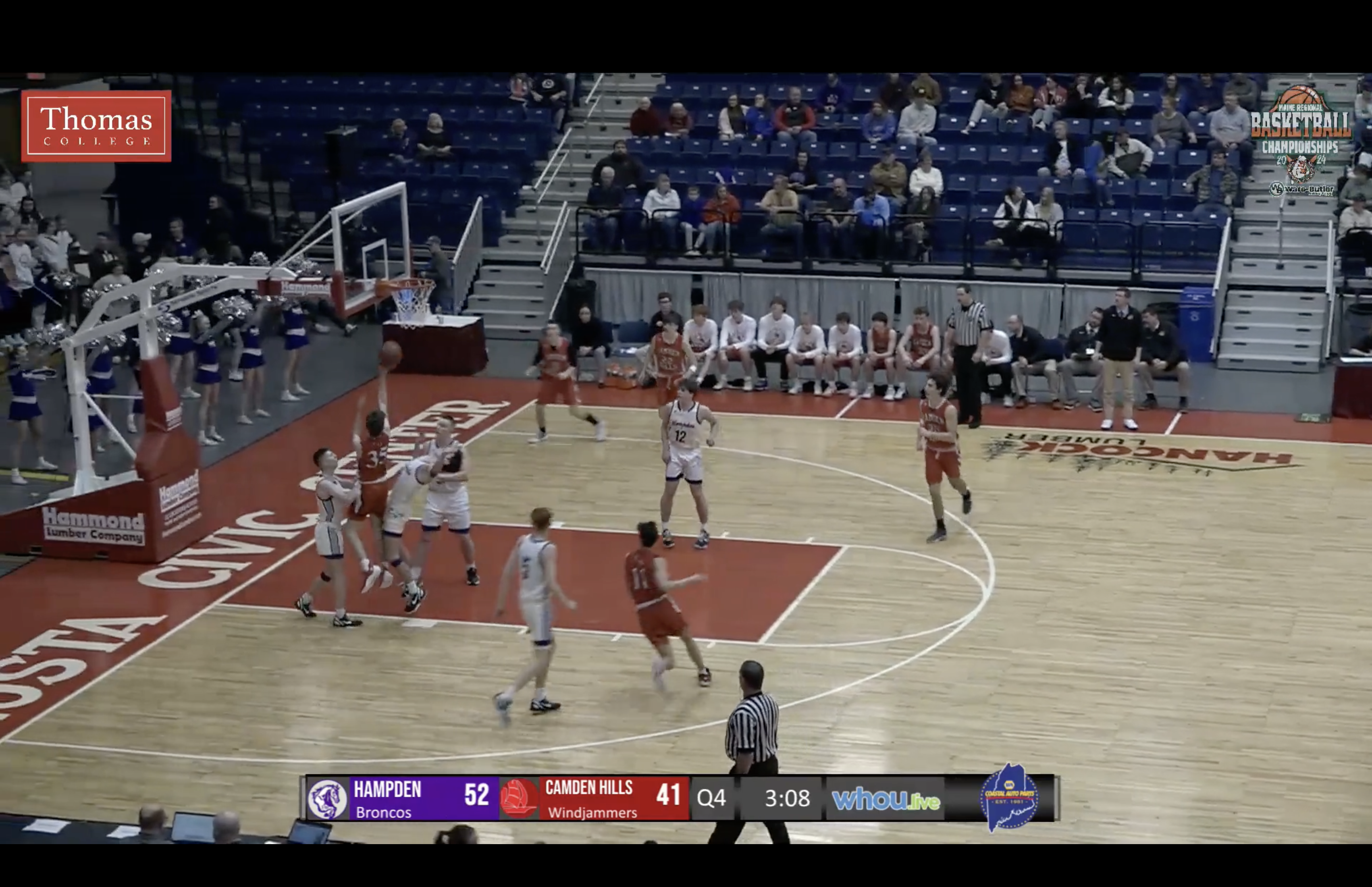 Camden Hills at Hampden Boys Class A Semifinal Basketball 2-21-24