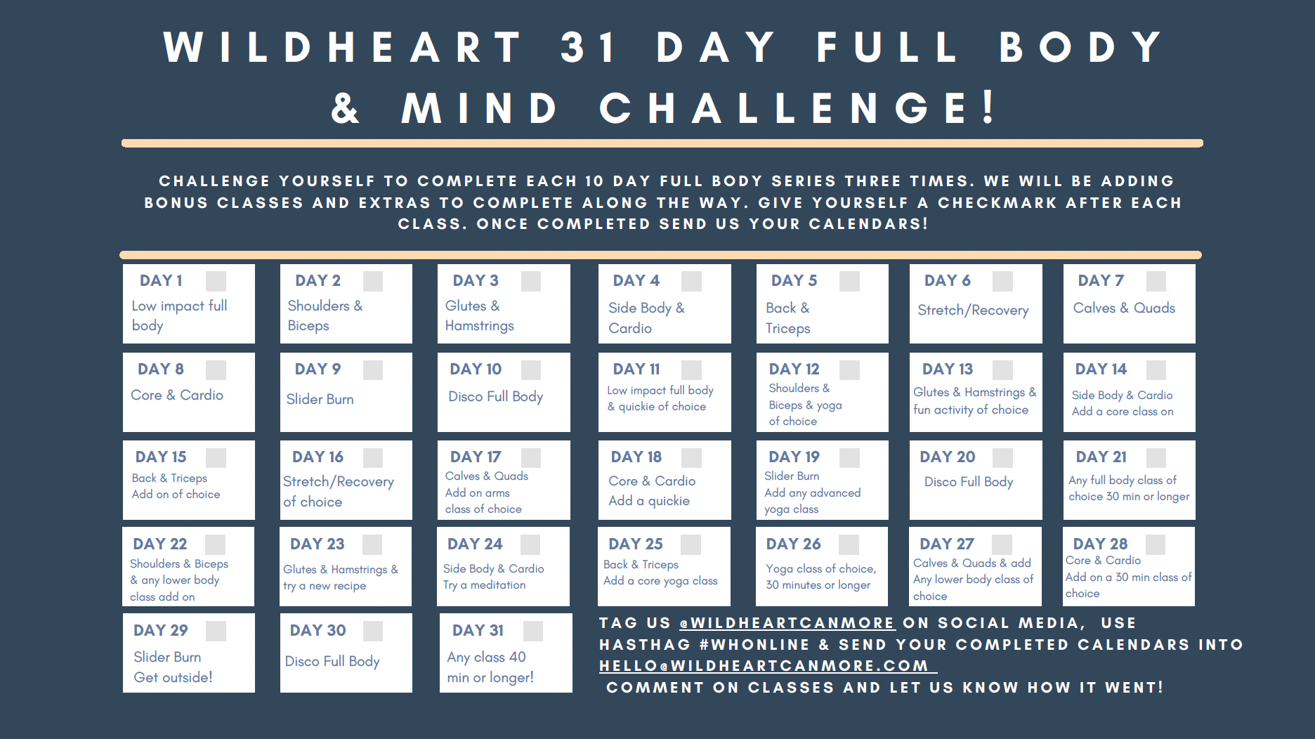 31 Day Challenge Calendar!