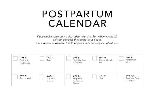 Postpartum Calendar