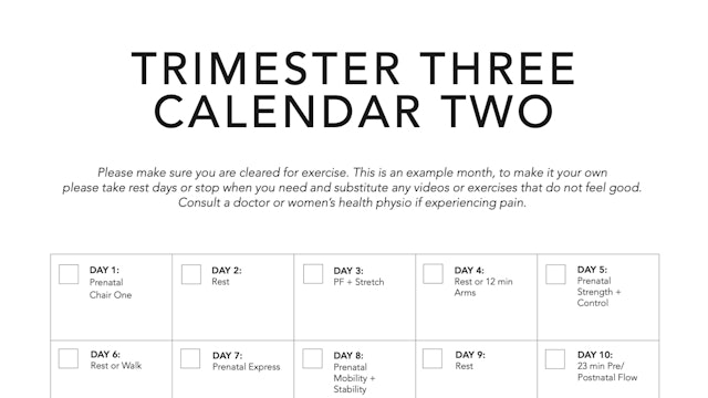 Trimester Three Calendar Two