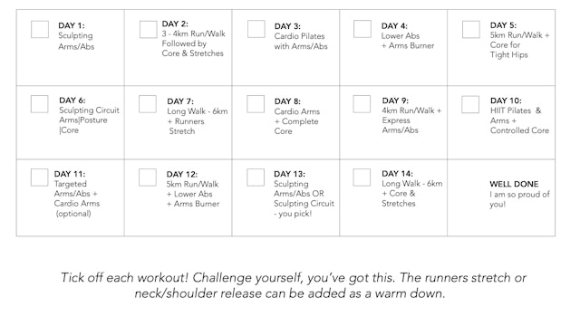 Core & Confidence Workout Calendar 