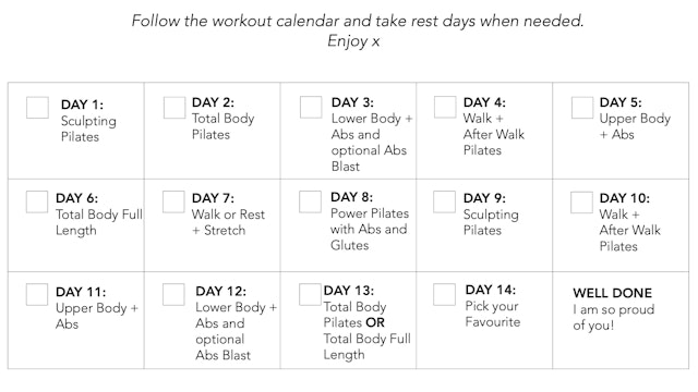 Downloadable Calendar Total Body Challenge 