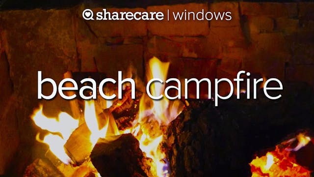 Beach Campfire with ocean waves for s...