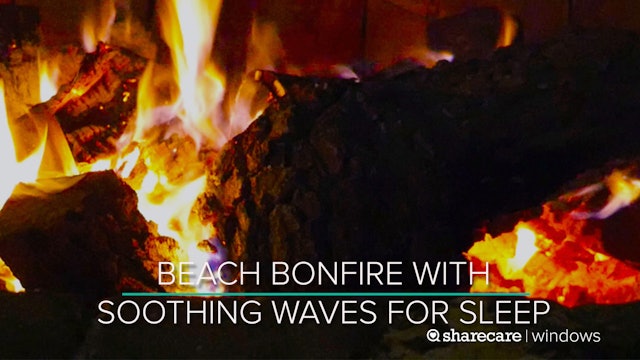 8 Hours of Beach Bonfire with Soothing Waves for Sleep (Ultra Low Light)