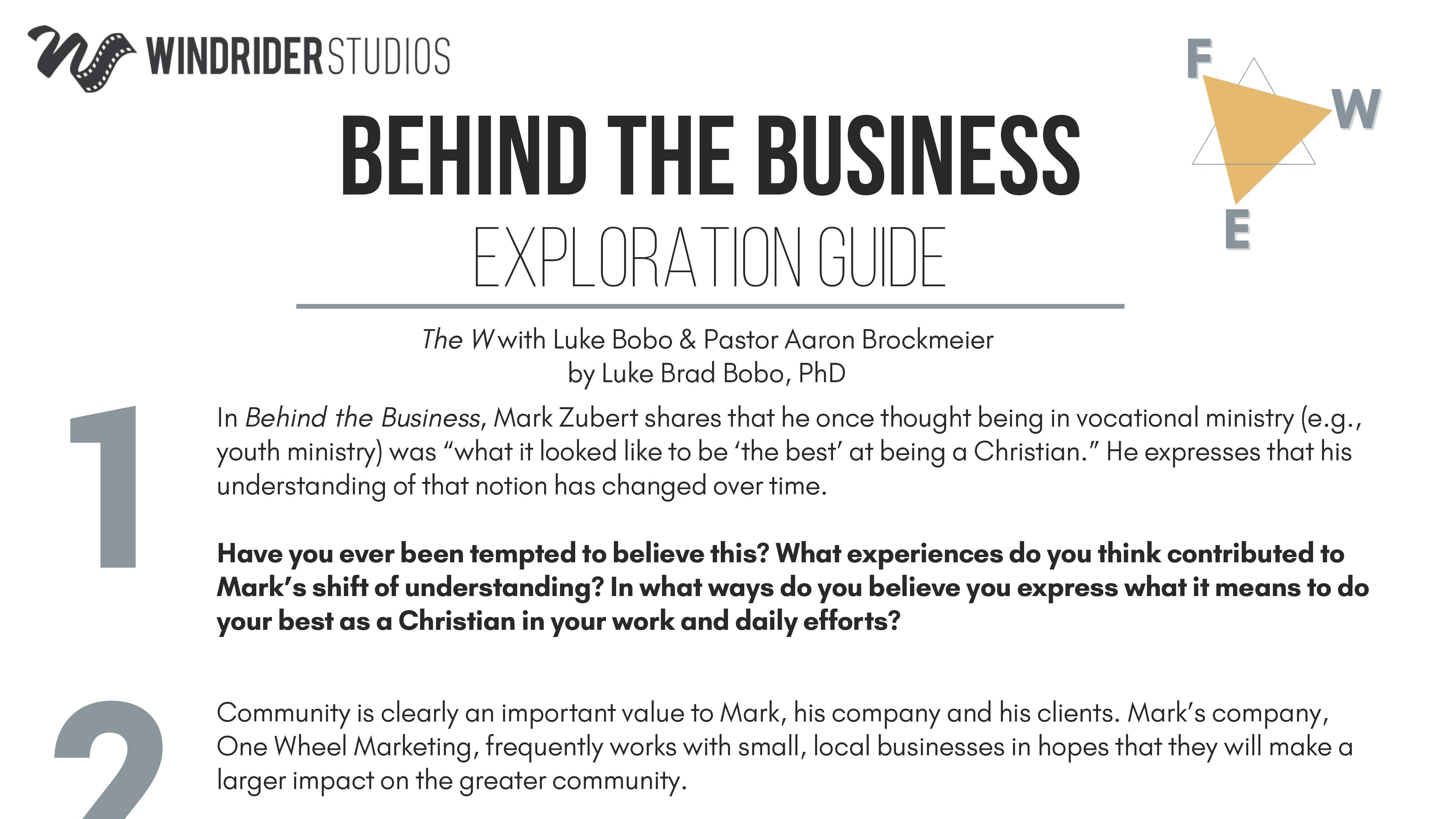 Behind the Business Exploration Guide