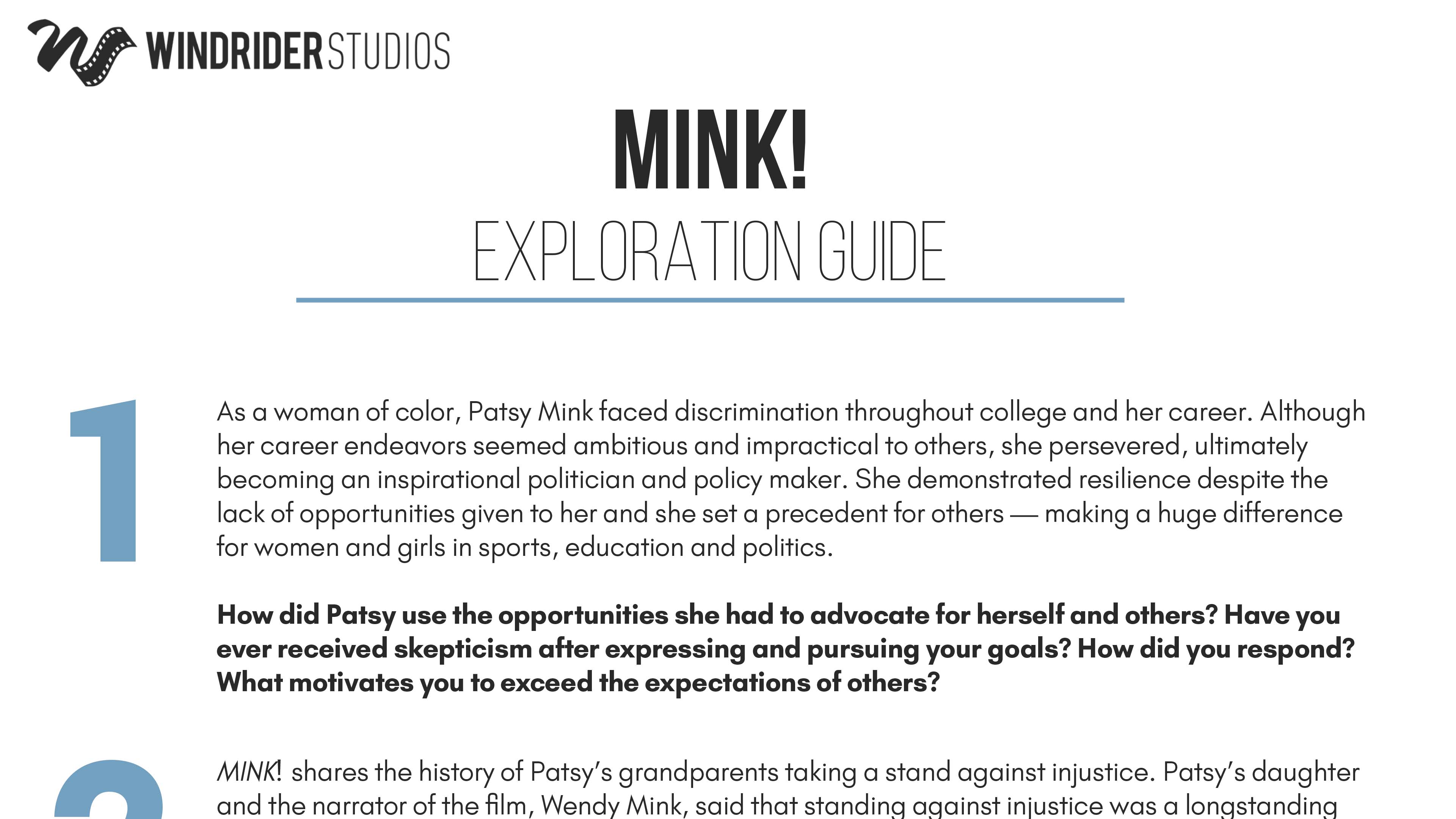 MINK! Exploration Guide