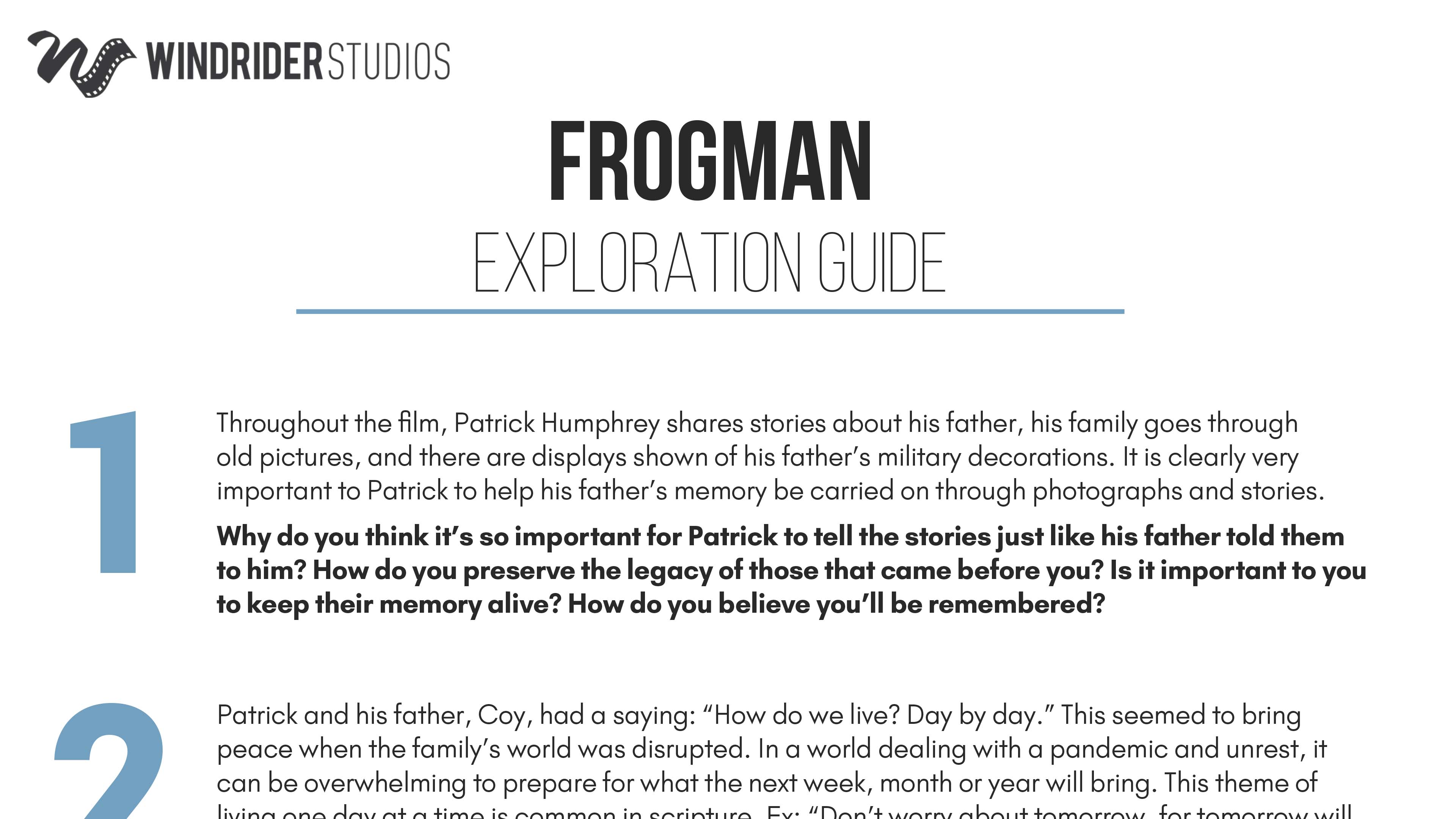 Frogman Exploration Guide