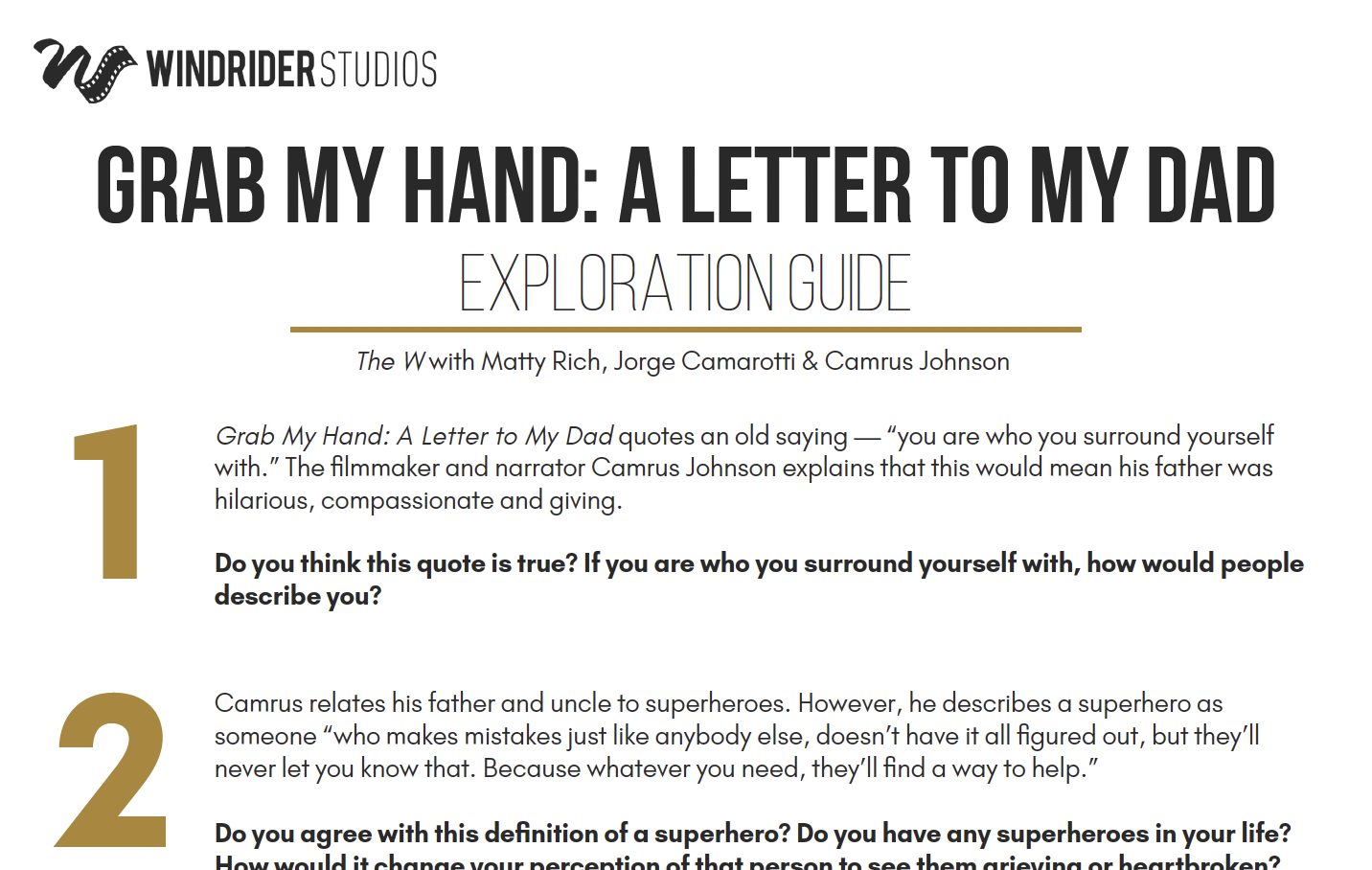Grab My Hand: A Letter to My Dad Exploration Guide