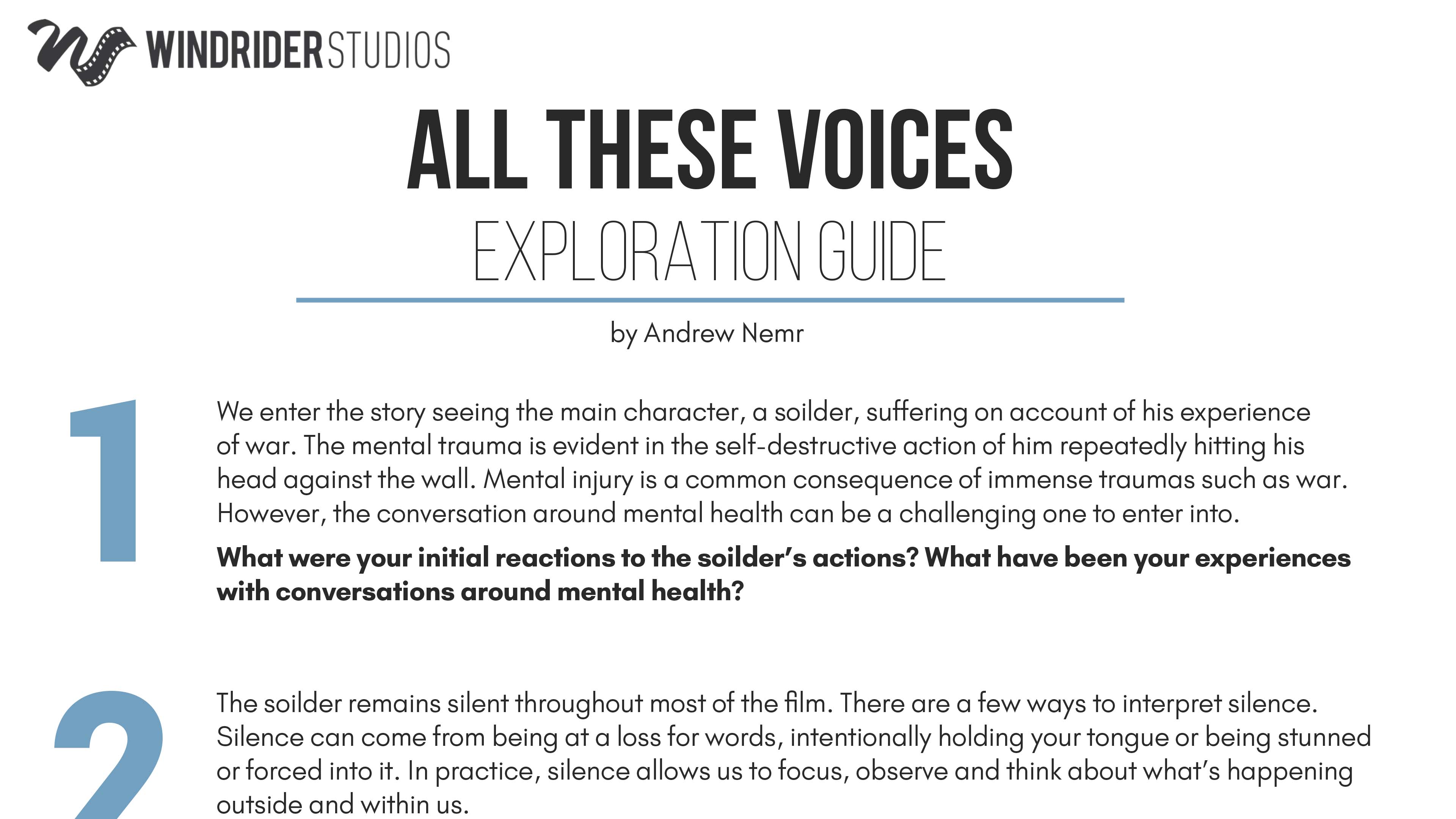 All These Voices Exploration Guides