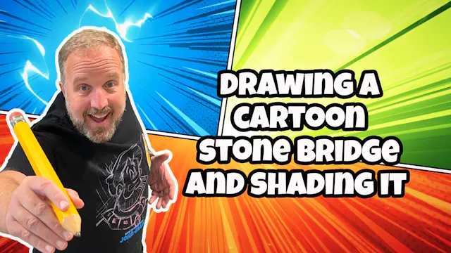 Drawing a Cartoon Stone Bridge and Sh...