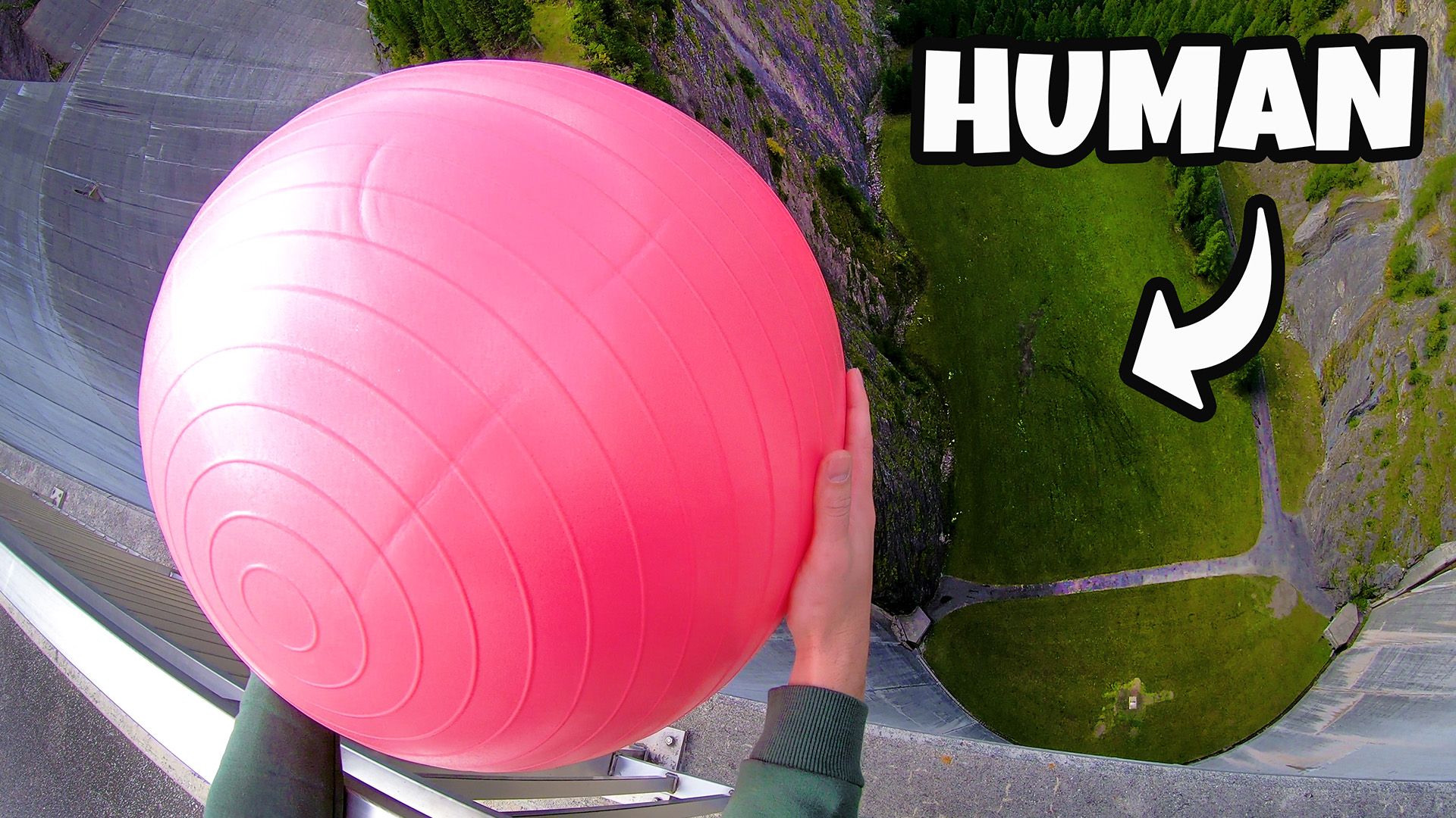 CATCHING EXERCISE BALLS with MAGNUS EFFECT from STADIUM ROOF!