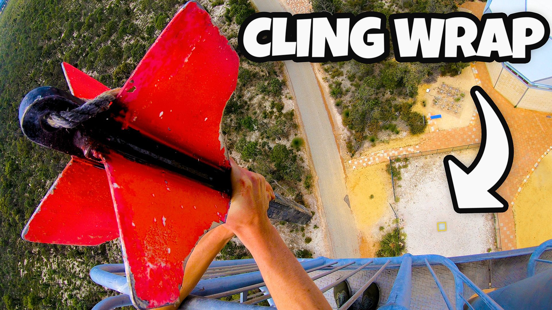 GIANT DART Vs TWO KILOMETRES of CLING WRAP from 45m!