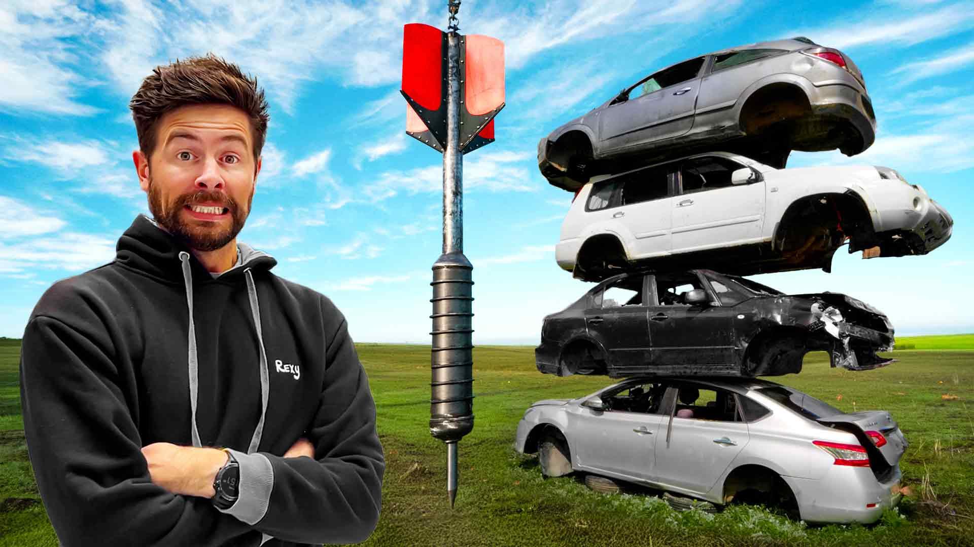 Can 4 Cars Stop Our GIANT Steel Dart?