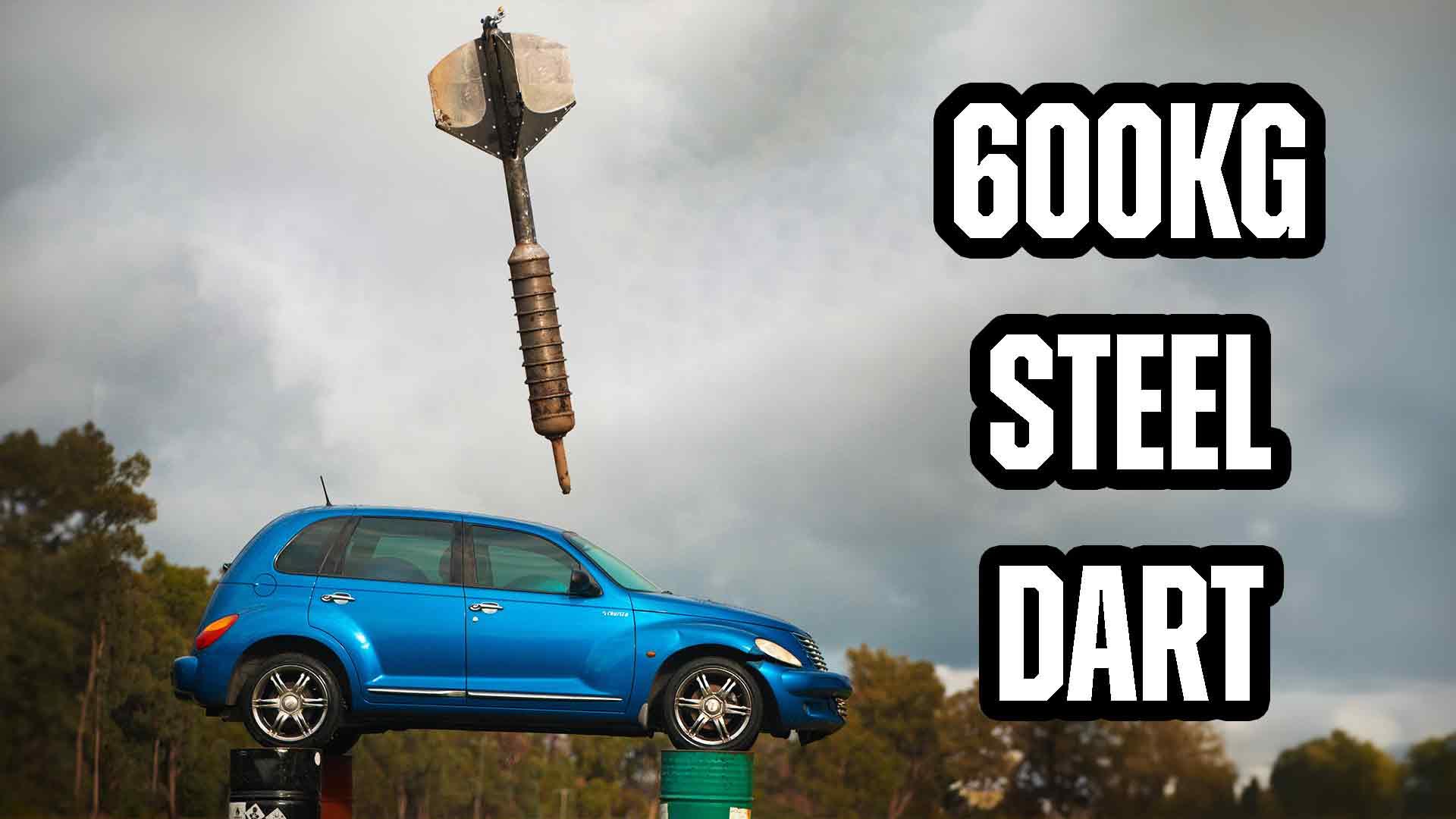 World's Largest Dart Vs Car from 60m!